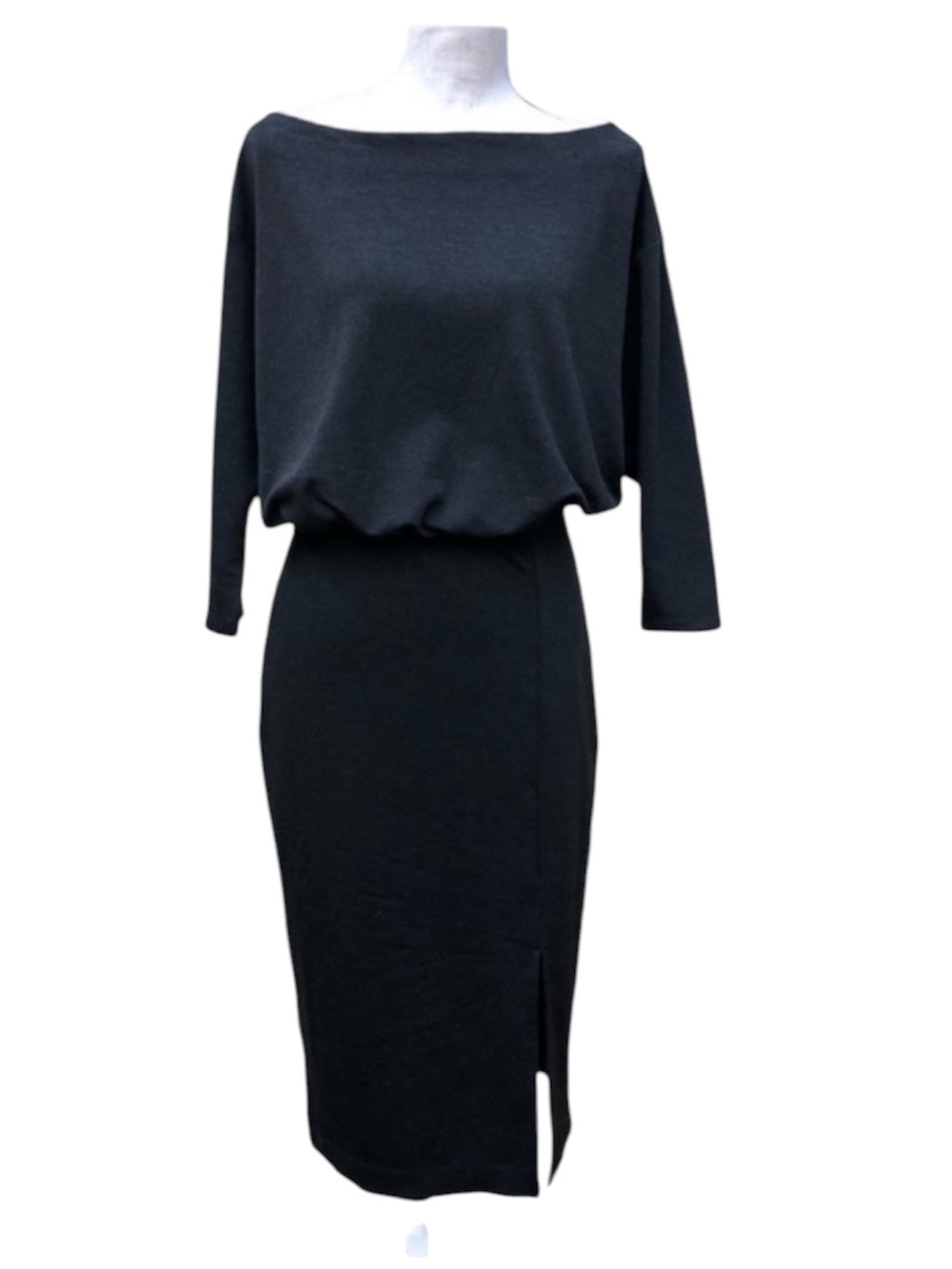 Anthropologie Column Dress Boat Neck Knit Charcoal Grey NWT Women’s Size Small